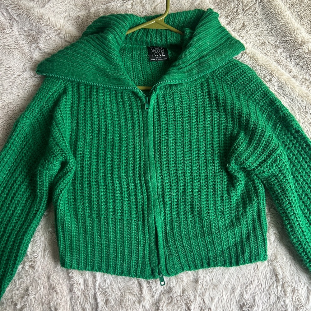 Forever 21 Green Cowl Neck Jacket; old money; It girl